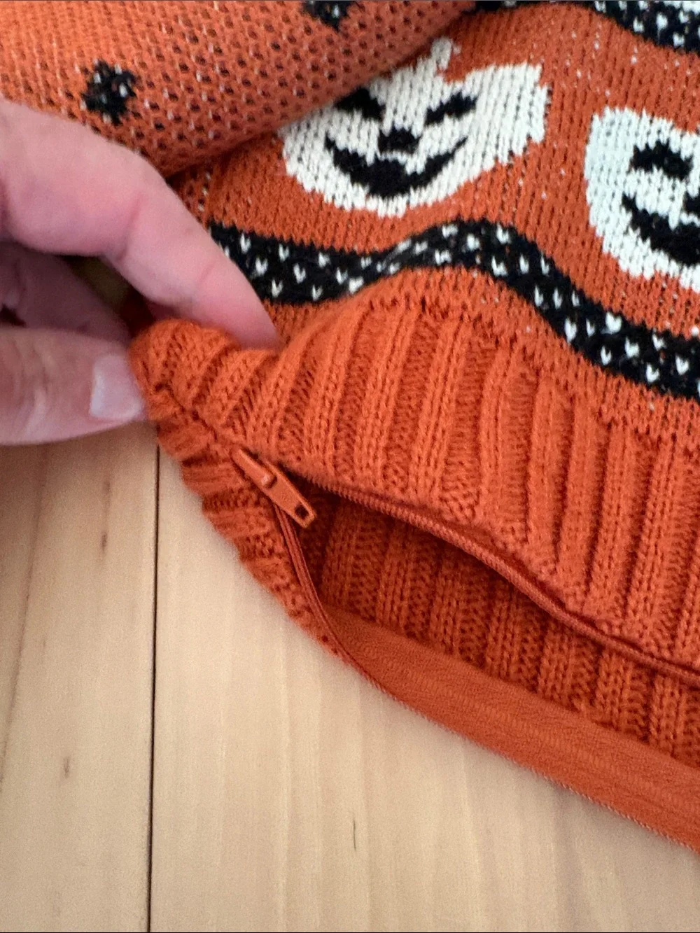 NWOT 2 Halloween Orange Knit Decorative Pillow Cases pure cotton 20x20 Inches